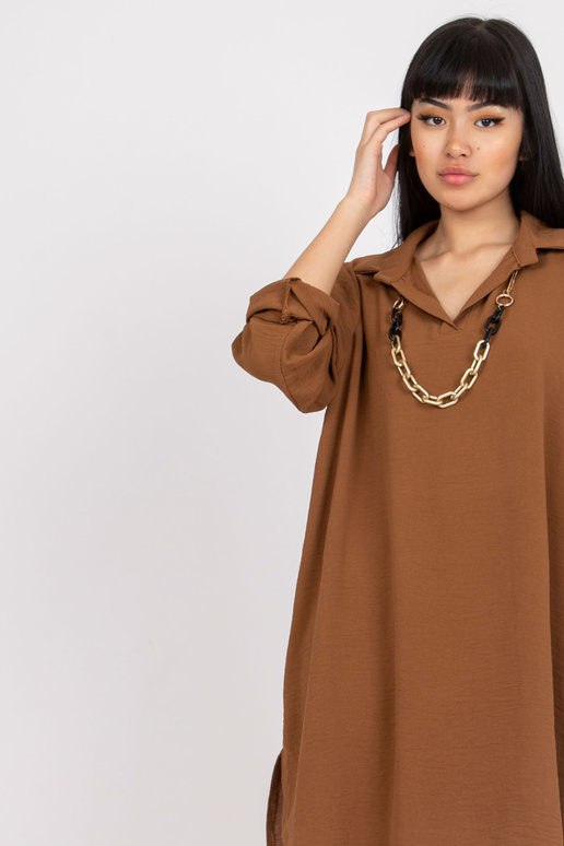Brūna brīva ikdienas kleita ar...