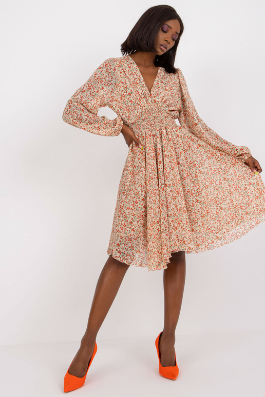 Bēša kleita ar ziedu apdrukām ZULUNA