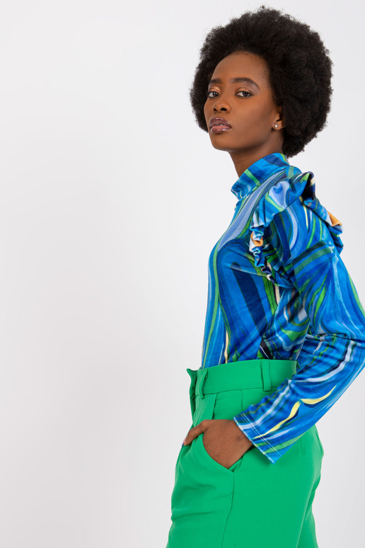 Zila velūra blūze ar volāniem Lina Zila velūra blūze ar volāniem Lina