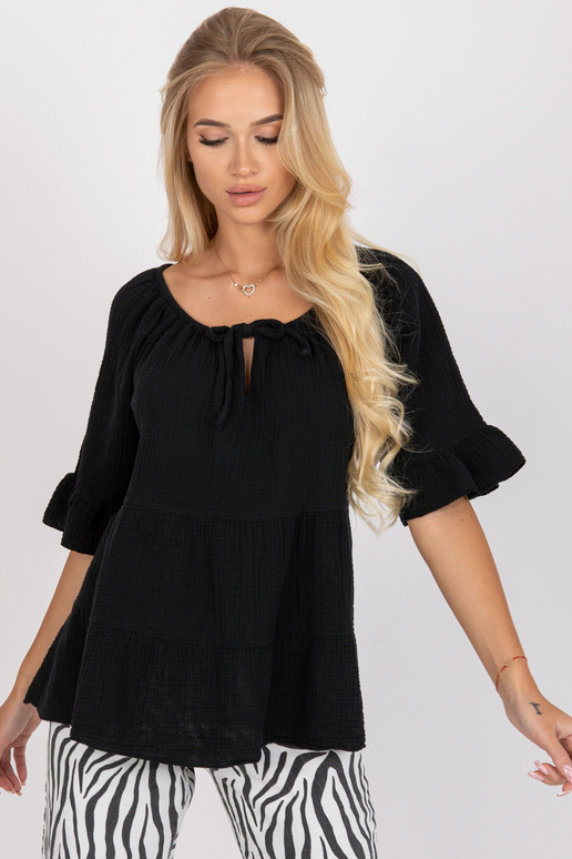 Melna muslīna blūze ar kakla... Melna muslīna blūze ar kakla...