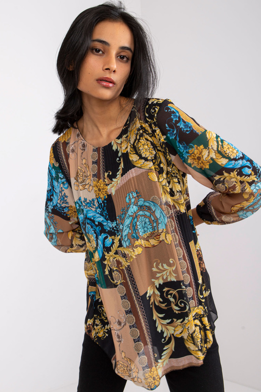 Melna un bēša brīva blūze ar Amaya...