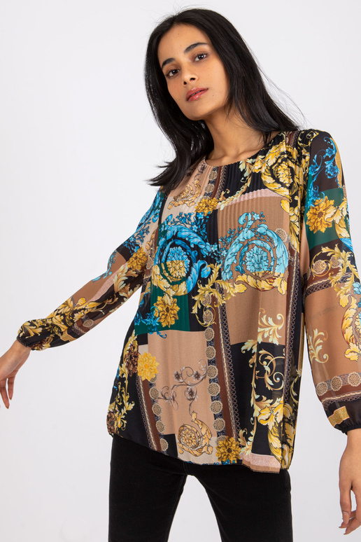 Melna un bēša brīva blūze ar Amaya...