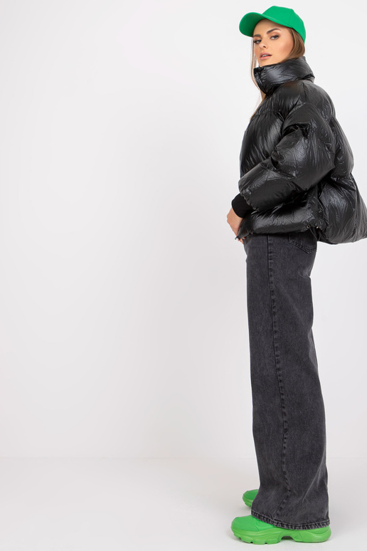 Melna dūnu ziemas jaka bez kapuces