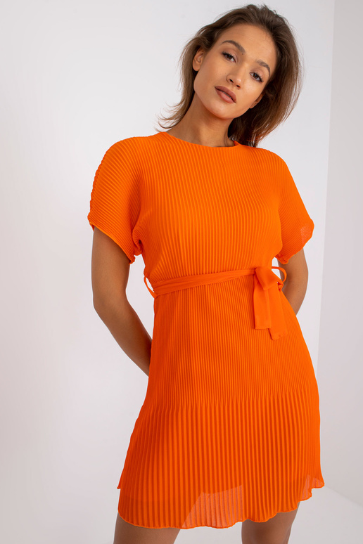 Oranža Mathilde kleita ar apaļu kaklu