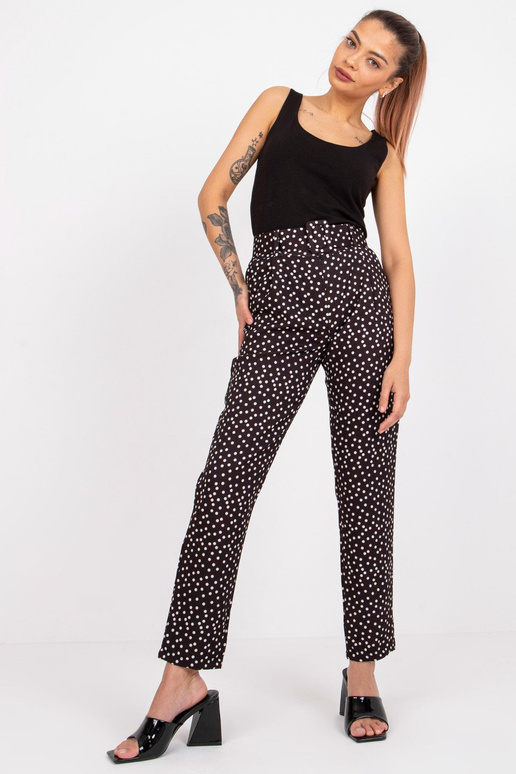 Melnas Kioto jostas auduma bikses