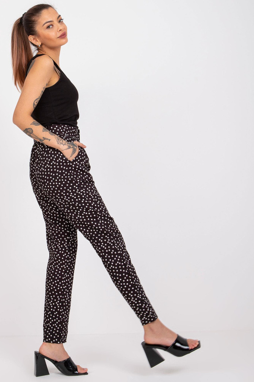 Melnas Kioto jostas auduma bikses