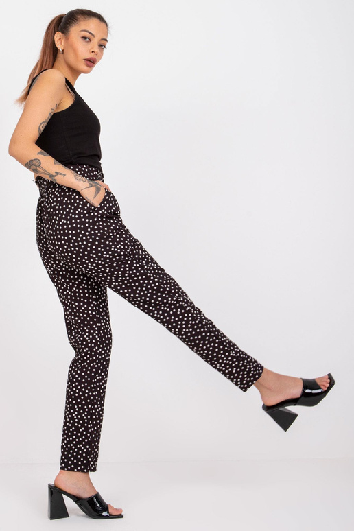 Melnas Kioto jostas auduma bikses