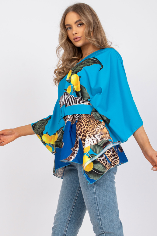 Zila viena izmēra blūze ar jostu