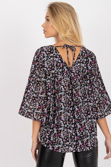 Melna brīva blūze ar ziedu... 2