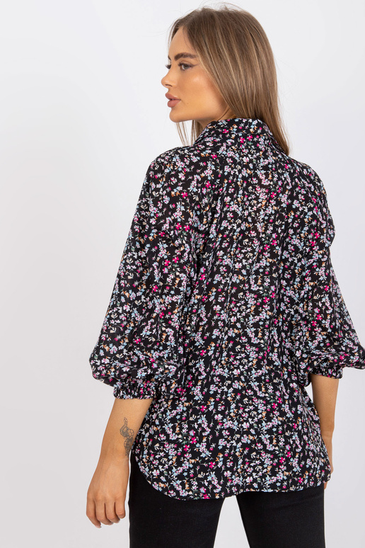 Melna, brīvi pieguļoša blūze ar...