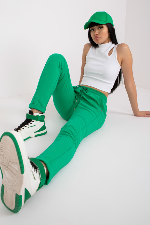 Zaļas kokvilnas sporta bikses ar...