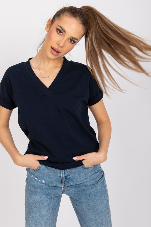 Tumši zils kokvilnas t-krekls Severine