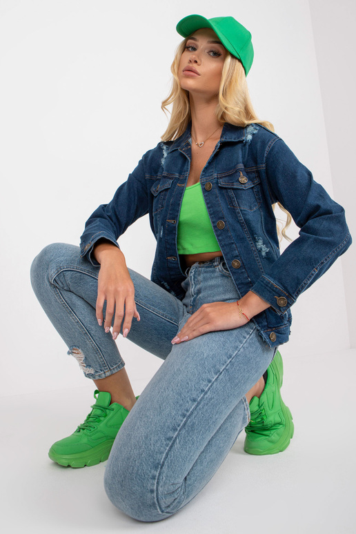 Tumši zila sieviešu džinsu jaka ar...