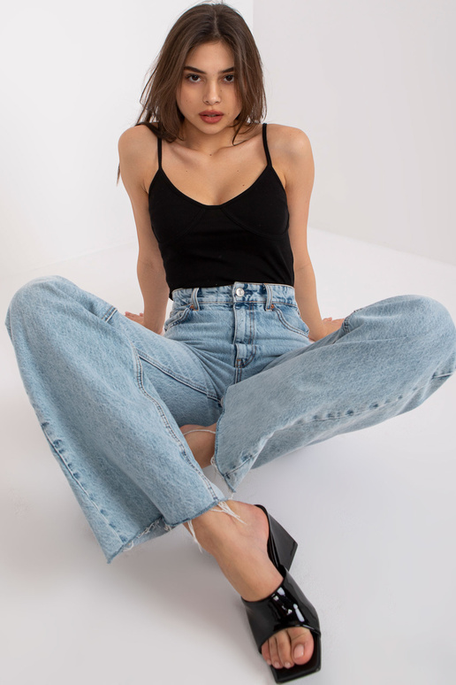 Melns rievotas kokvilnas tops Alla...