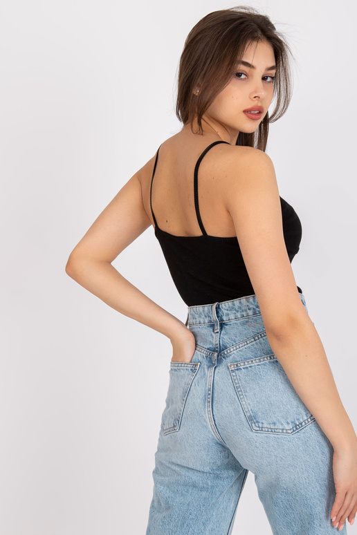 Melns rievotas kokvilnas tops Alla...