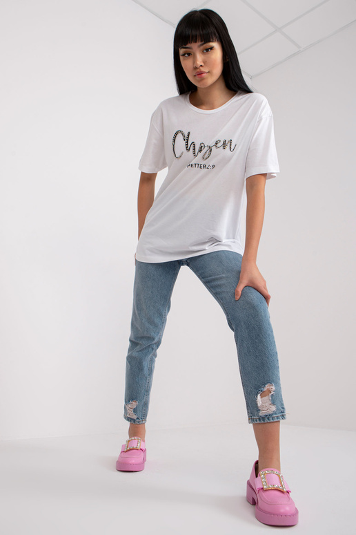 Balts sieviešu t-krekls ar uzrakstu... Balts sieviešu t-krekls ar uzrakstu...