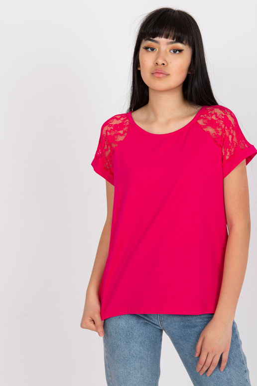 Fuksijas krāsas blūze ar mežģīnēm...