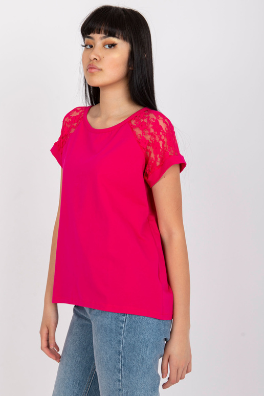 Fuksijas krāsas blūze ar mežģīnēm...