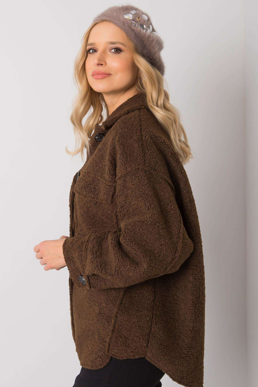 Tumši bēša sieviešu berete ar aplikāciju