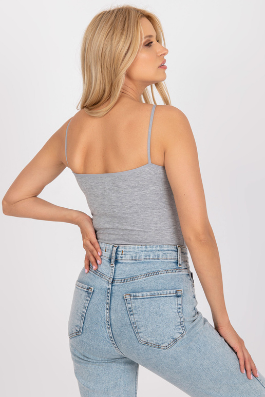 Pelēka melanža pamata tops ar kokvilnu Pelēka melanža pamata tops ar kokvilnu