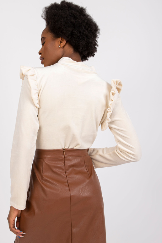 Bēša velūra blūze ar volāniem Eugenie