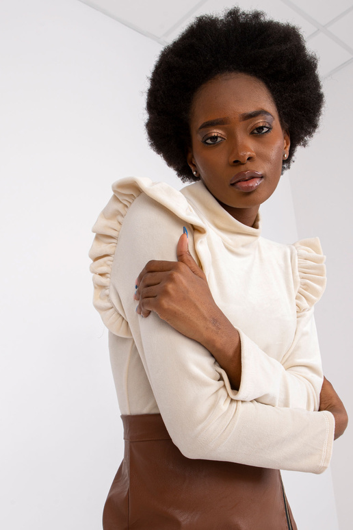 Bēša velūra blūze ar volāniem Eugenie