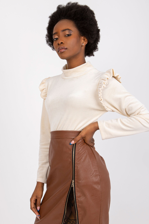 Bēša velūra blūze ar volāniem Eugenie