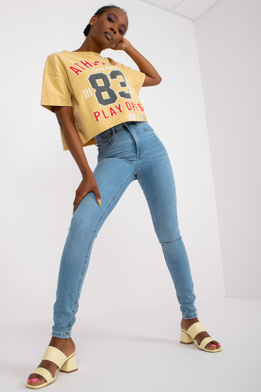 Zilas sieviešu pieguļošas džinsa...