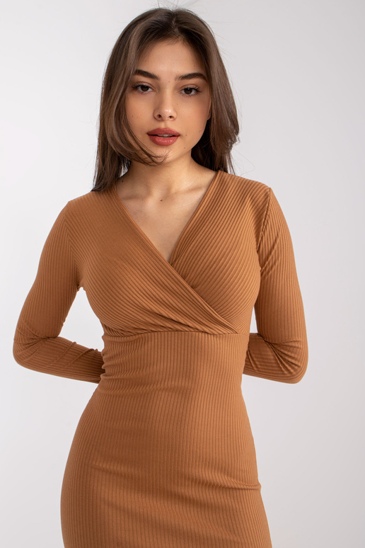 Gaiši brūna Usti Striped Wrap kleita