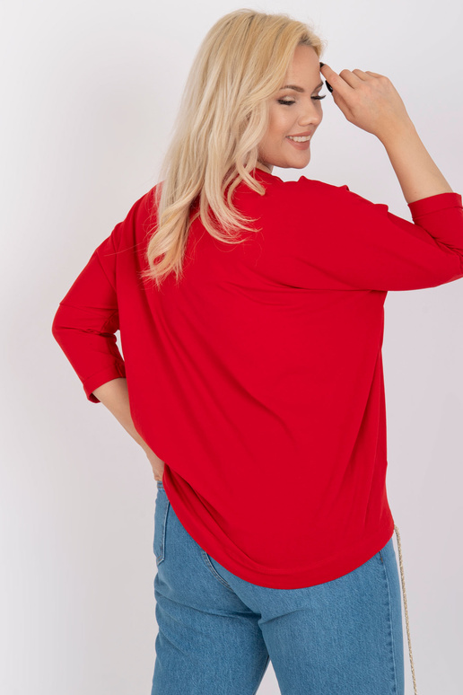 Sarkana liela izmēra kokvilnas blūze...