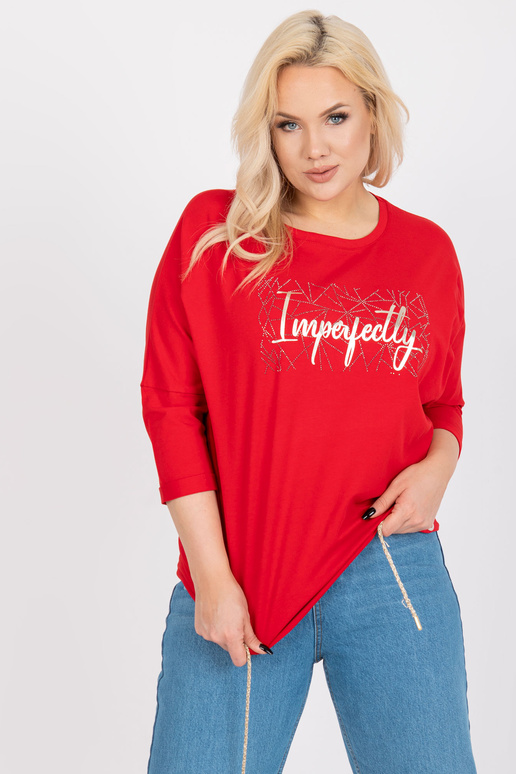 Sarkana liela izmēra kokvilnas blūze...