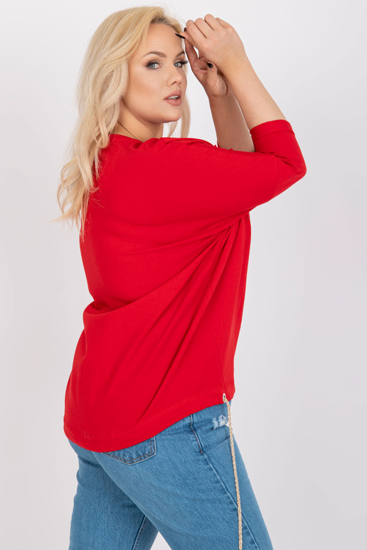 Sarkana liela izmēra kokvilnas blūze...