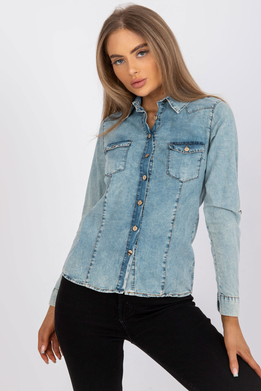 Gaiši zils džinsa krekls ar garām...