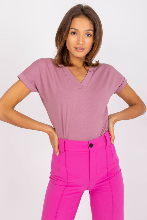 Netīri rozā T-krekls ar V veida kakla...