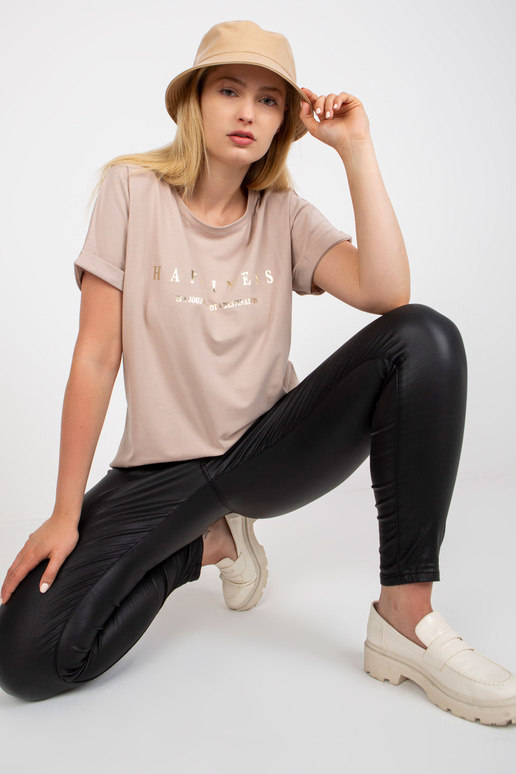 Bēšs kokvilnas liela izmēra T-krekls