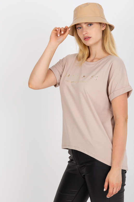 Bēšs kokvilnas liela izmēra T-krekls