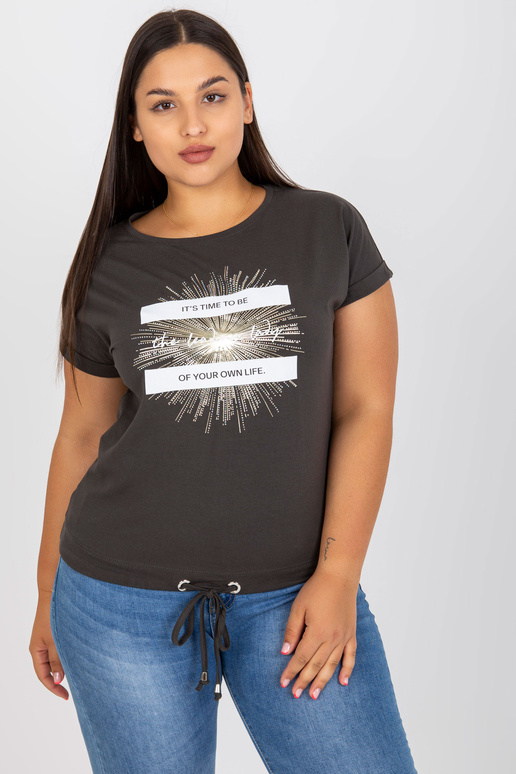 Haki kokvilnas liela izmēra T-krekls...