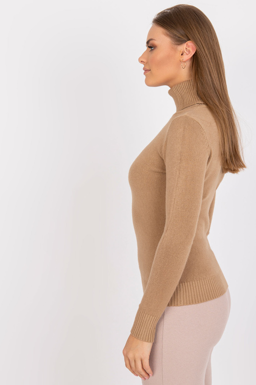 Bēšs pieguļošs džemperis ar apkakli