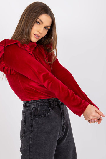 Bordo velūra blūze ar... 2