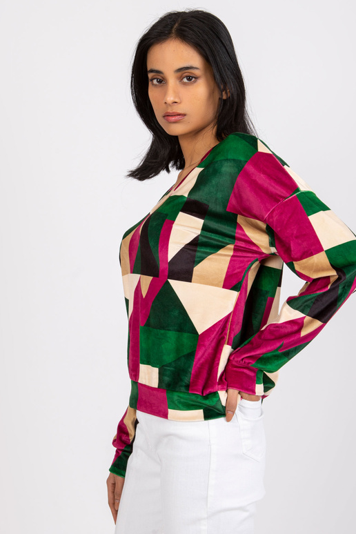 Zaļa un fuksijas raksta velūra blūze...