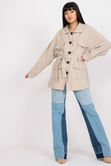 Bēšs īss mētelis ar pogas...