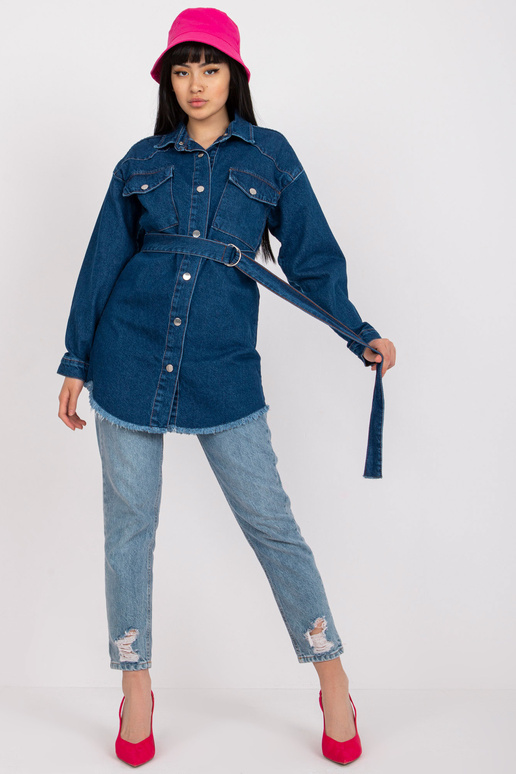 Zils džinsa krekls ar svītru RUE PARIS