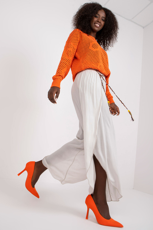 Bēšas gaisīgas platas bikses ar...