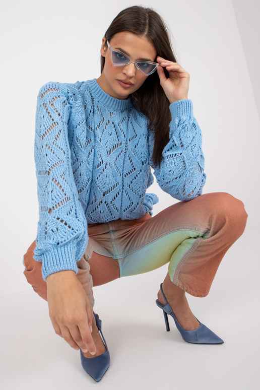 Zils ažūra klasisks džemperis ar...