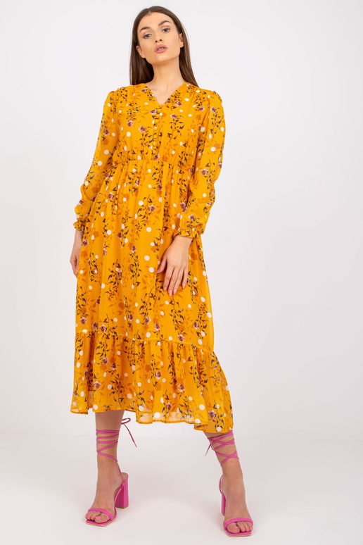 Tumši dzeltena midi kleita ar...