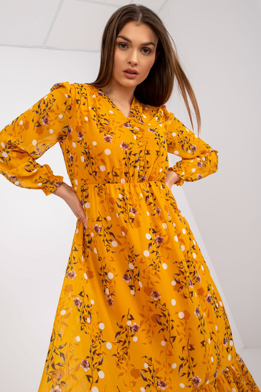 Tumši dzeltena midi kleita ar...