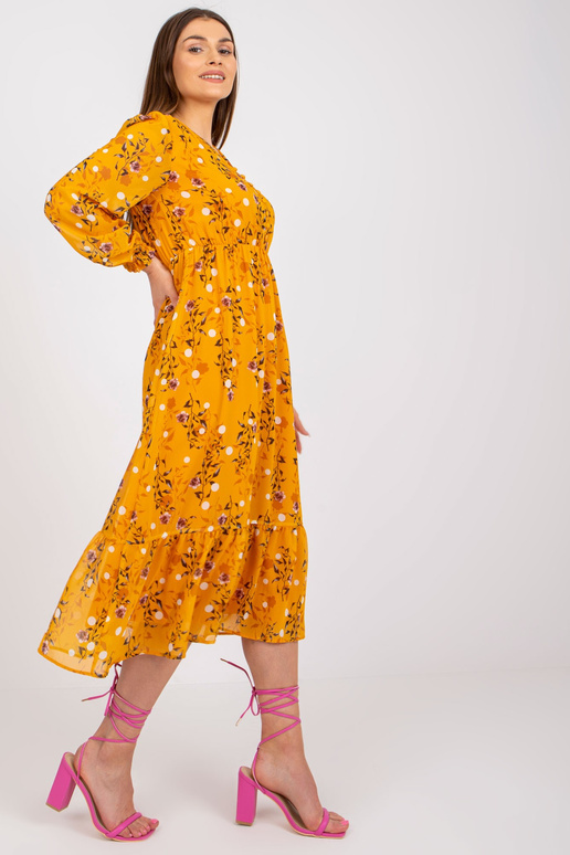 Tumši dzeltena midi kleita ar...