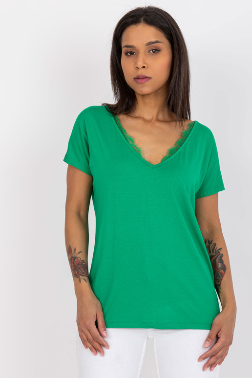 Zaļš sieviešu T-krekls ar mežģīnēm...