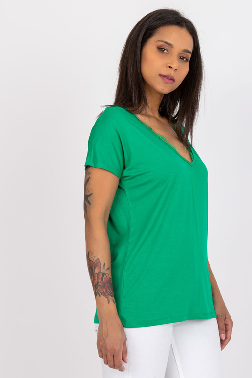 Zaļš sieviešu T-krekls ar mežģīnēm...