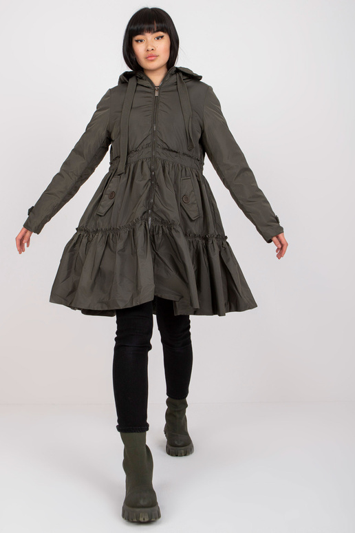 Khaki krāsas ziemas jaka ar atloku Khaki krāsas ziemas jaka ar atloku